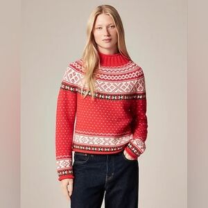 NWT J. Crew 2025 Rollneck™ sweater in Vintage Wool (Red/Ivory)